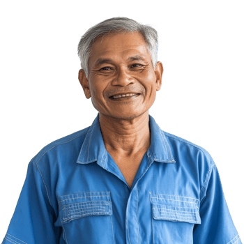 Friendly older man wearing a blue shirt indoors png