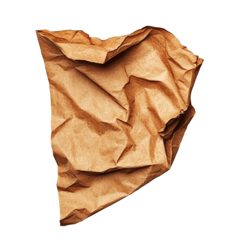 Crumpled brown paper texture on a white background png