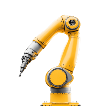 Yellow robotic arm performing automation tasks png
