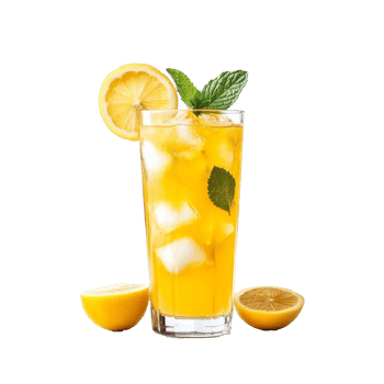 Refreshing cold lemon drink with mint garnish png