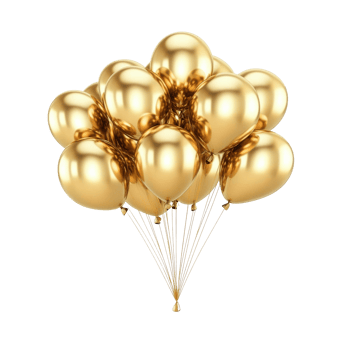Golden balloons floating outdoors png