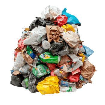 Waste collection heap in an urban recycling area png