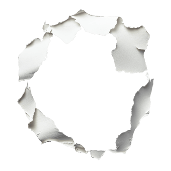 Torn paper reveals empty space in a circular shape png