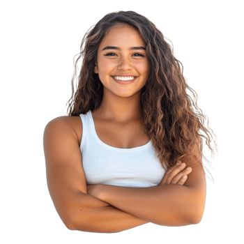 Confident young woman smiling indoors png