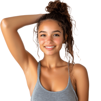 Smiling young woman with curly hair png