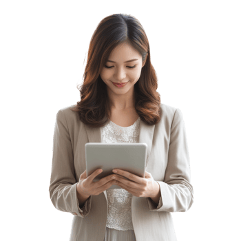 Young woman using tablet while standing indoors png