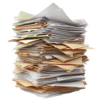 A large pile of disorganized papers in an office png