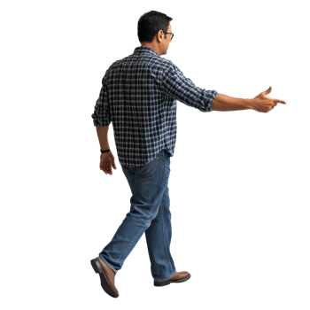 Man strides confidently to his goal png