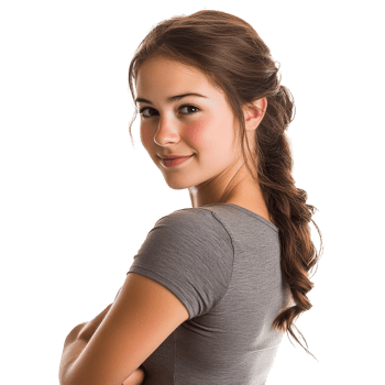 Young woman with braid on white background png