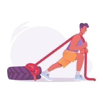 A woman doing exercise with resistance band, a flat illustration vector