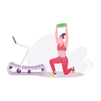 A woman doing exercise with resistance band, a flat illustration vector