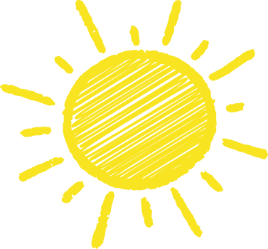 Crayon kids summer drawing. Pastel sun illustration. Chalk and colored pencil hand drawn png