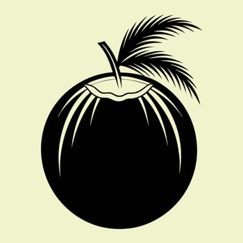 Coconut fruit silhouette illustrations, ideal for coloring, crafts, and educational materials. Simple fruit outlines for coloring and drawing practice. Great for kids and adults work or project. vector
