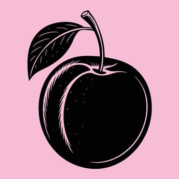 Plum fruit silhouette illustrations, ideal for coloring, crafts, and educational materials. Simple fruit outlines for coloring and drawing practice. Great for kids and adults work or project. vector