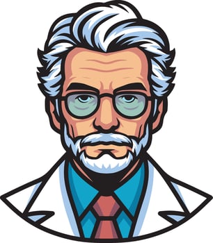 Professor head mascot illustration design art vector