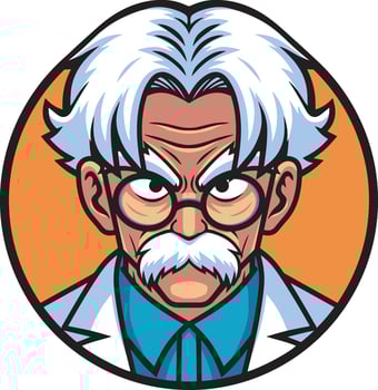 Professor head mascot circular logo design vector