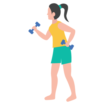 girl holding dumbbells png
