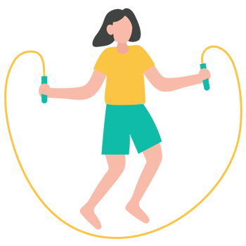 girl playing skipping rope illustration png