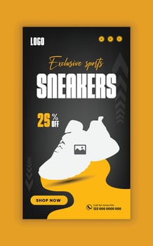 New arrival sport shoes social media story and web post design template. vector