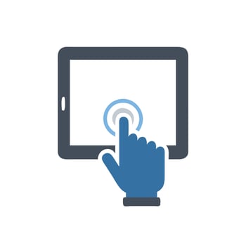 Touch screen icon with finger on screen, illustration vector