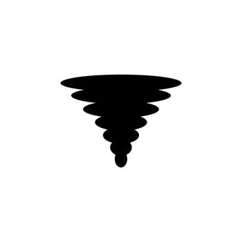 A black and white icon of a tornado vector