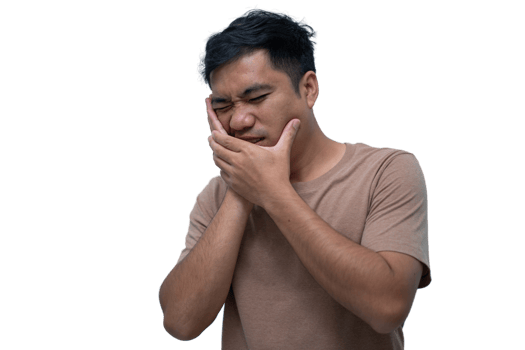 Toothache and holding his face Transparent background png