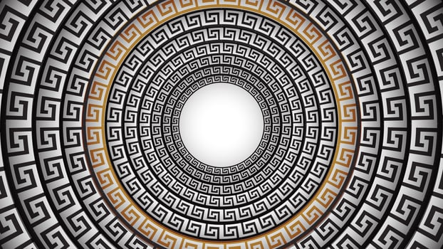 Optical illusion tunnel with chinese classical style circle border, frame vector