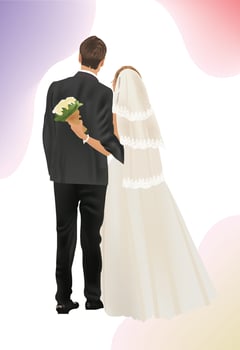 Wedding bride groom Illustrator vector