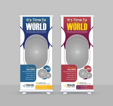 travel business rollup stand banner template vector