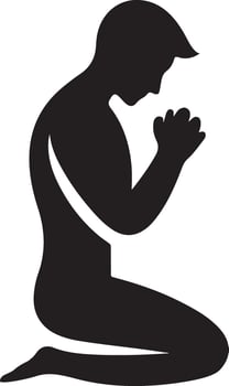 Illustration Depicting Kneeling in Prayer Posture vector