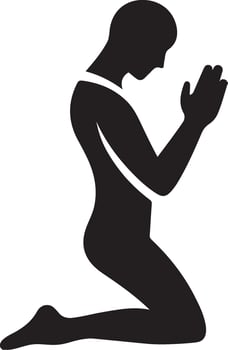 Inspirational Kneeling Prayer Figure Silhouette Illustration vector