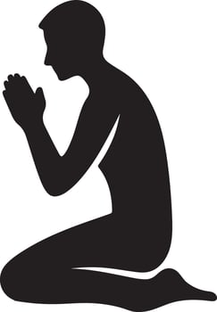 Creative Art of Kneeling Prayer Position vector