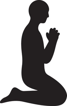 Beautiful Silhouette Illustration of Kneeling in Prayer vector