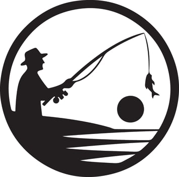 High Quality Fisherman Casting Line Silhouette Image vector
