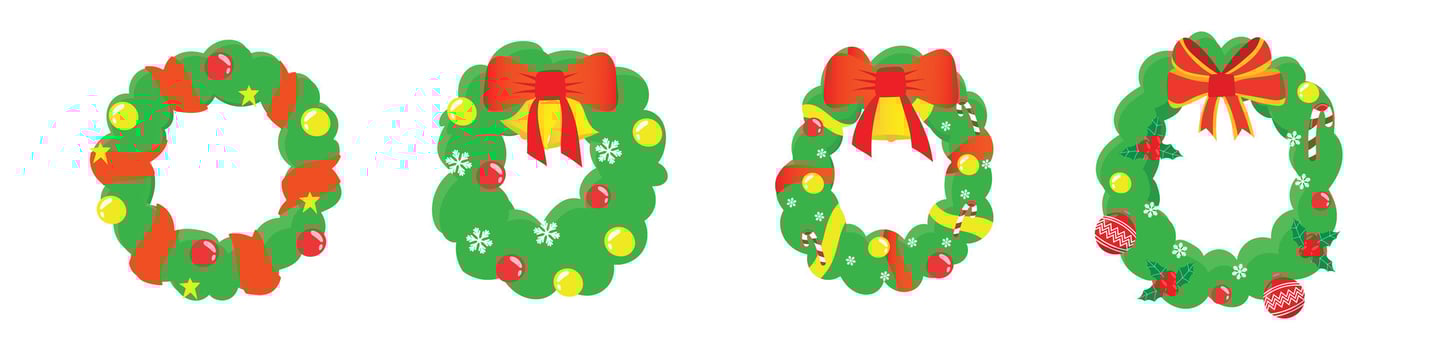 wreath doodle christmas decoration icon vector