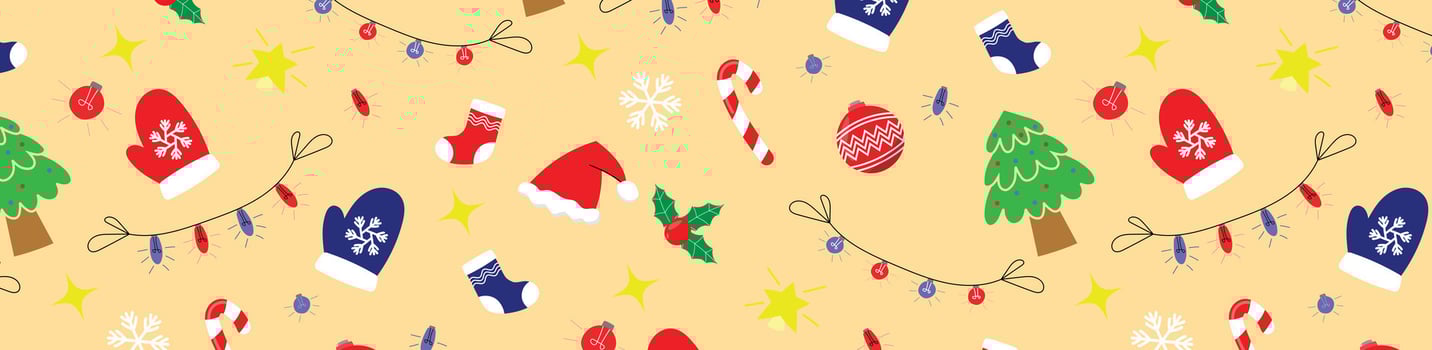 cute doodle christmas icon pattern seamelss vector