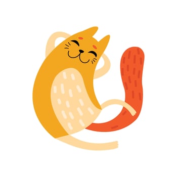 Happy Funny Fat Cat, Cute Animal Pet Character Illustration vector