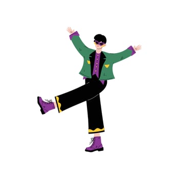 Young Man Wearing Traditional Mardi Gras Costume Celebrating Carnival Party Illustration vector