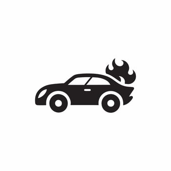 Car On Fire Art, Icon, logo, Car Silhouette Flame Stock Illustrations. vector