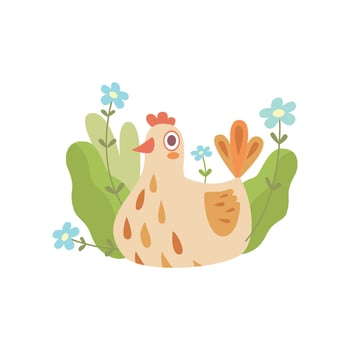 Cute Nesting Hen, Symbol of Spring Illustration vector