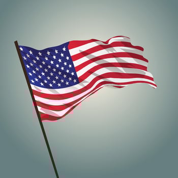 United States waving flag flying high on the sky vector