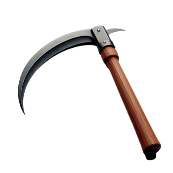A large wooden scythe with a black handle png