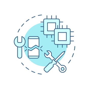 Electronic reverse engineering soft blue concept icon. Electronic components and circuits. Technical repair. Round shape line illustration. Abstract idea. Graphic design. Easy to use in article vector