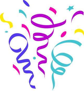 Confetti explosion. Colored elements for birthday party and carnival celebration. Falling serpentine and burst of firework for surprise and gift decoration png