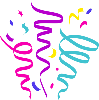 Confetti explosion. Falling serpentine and burst of firework for surprise and gift decoration. Colored elements for birthday party and carnival celebration. png