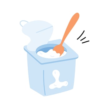 Yogurt cup with spoon design, great for breakfast vector