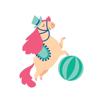 Cute Horse Animal Performing in Circus Show with Ball Illustration vector