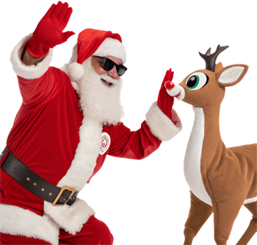Santa Claus Dancing with Rudolph, Spreading Christmas Joy Clipart. . png