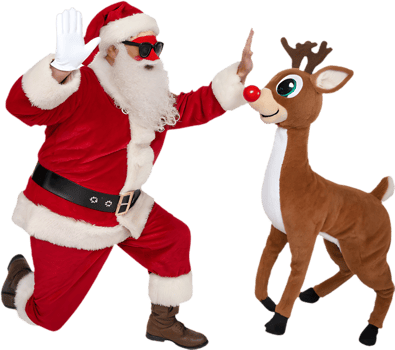 Santa and Rudolph Dancing Together, Spreading Holiday Cheer Clipart. . png