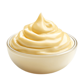Creamy mayonnaise served in a clear bowl png